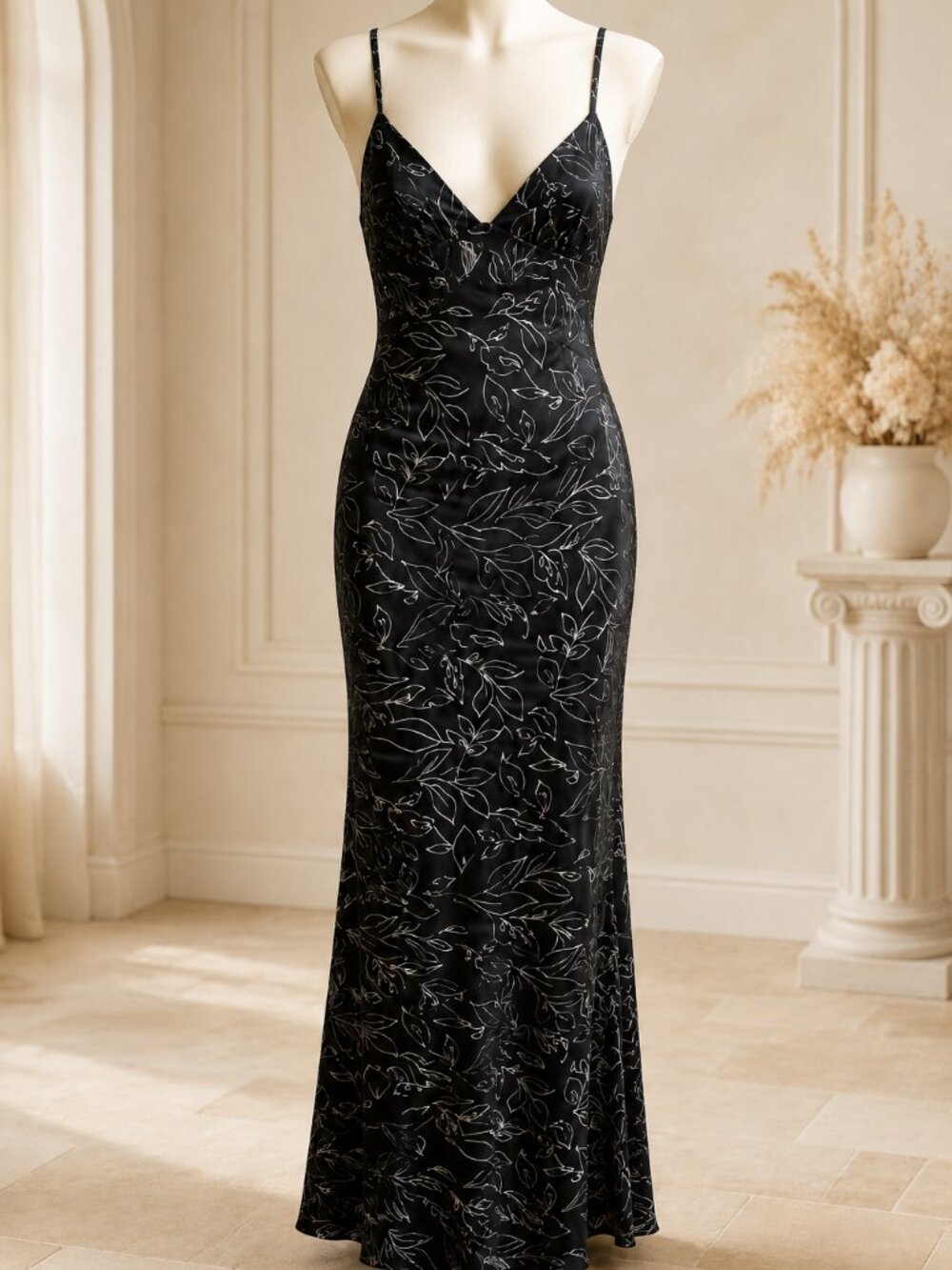 Bebe Black & White Floral Satin Maxi Dress – Size M, NWT - Picture 3 of 8